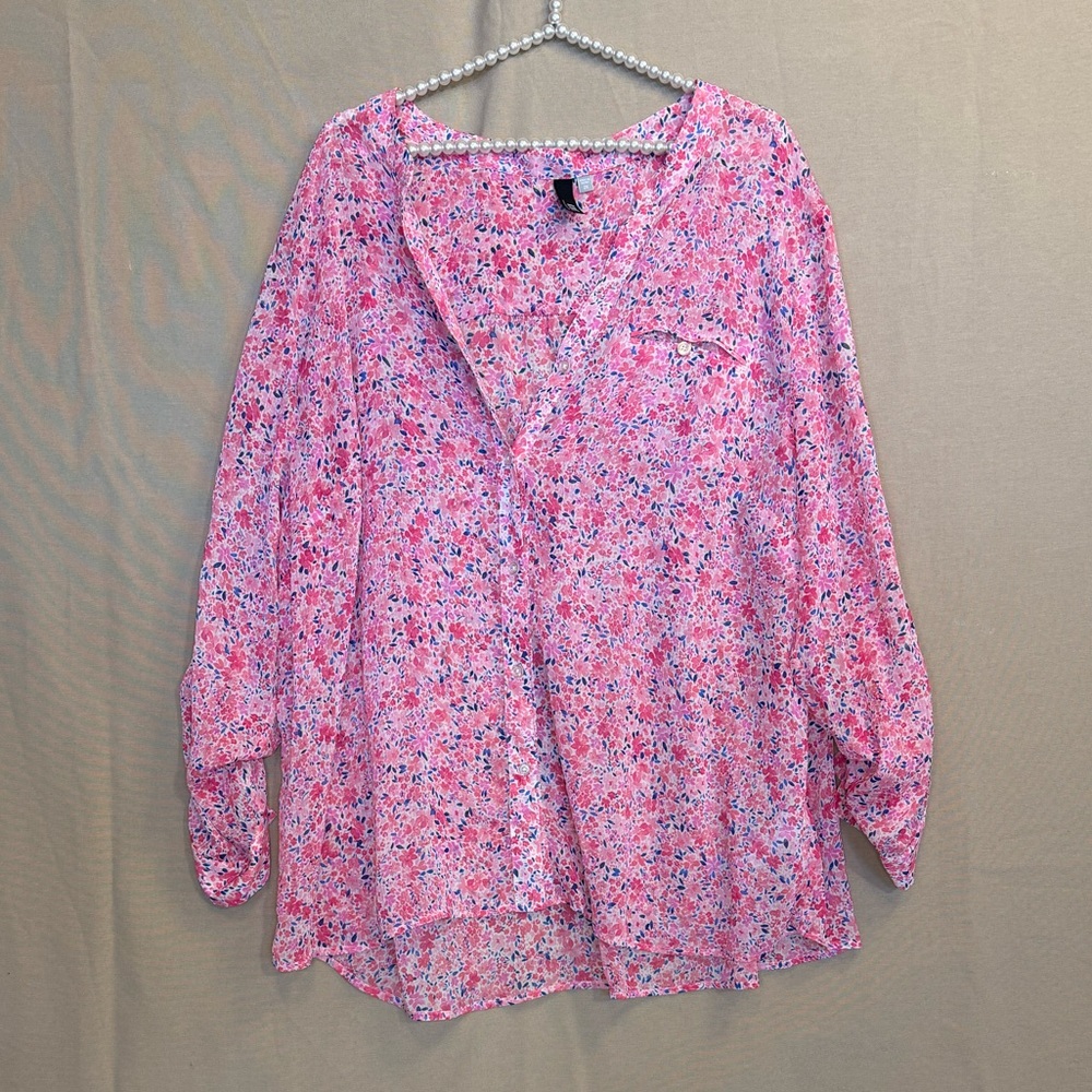 Kut from the Kloth Pink and Blue Floral Top